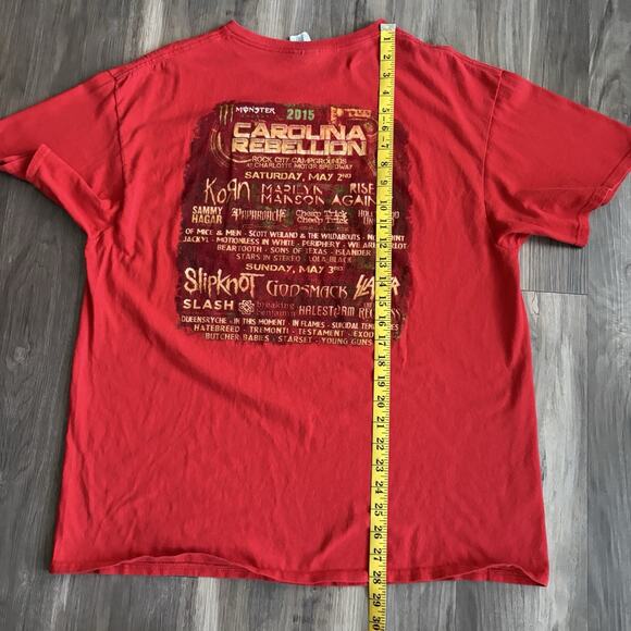 Carolina Rebellion 2015 T-Shirt Men's Size L Red Slipknot Marilyn Manson Korn - Picture 8 of 8